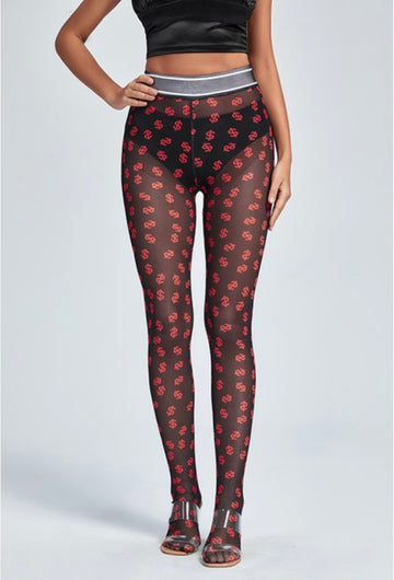 Dollar Sign Mesh Leggings