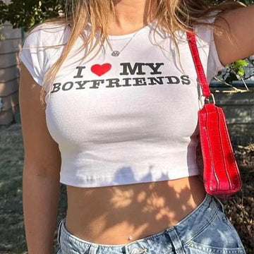 T-Shirt “I love my boyfriend” Crop Top