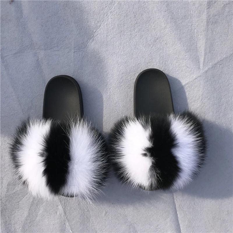 Skunk Fur Slides - Bossy Collections