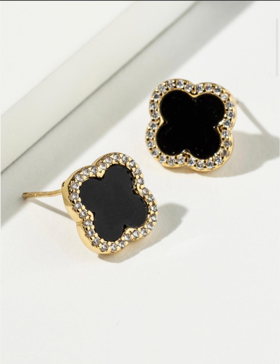 Clover Stud Earrings, Good Luck 4 Leaf Clover - Bossy Collections