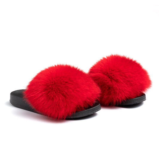 Red Fox Fur Slides - Bossy Collections